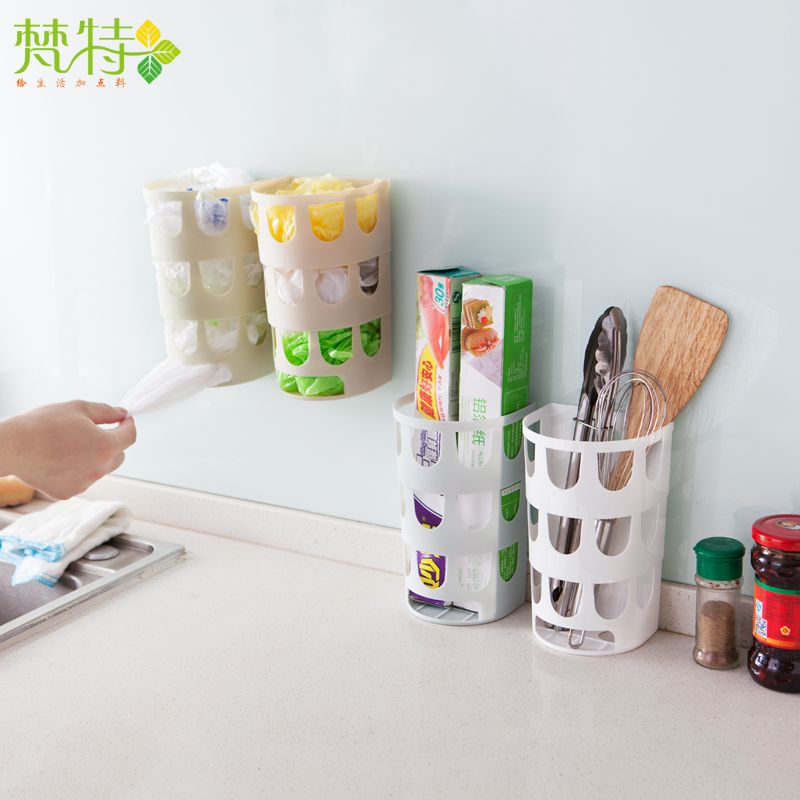简便壁挂式垃圾袋整理收纳盒 厨房塑料袋杂物储物盒迷你产品图