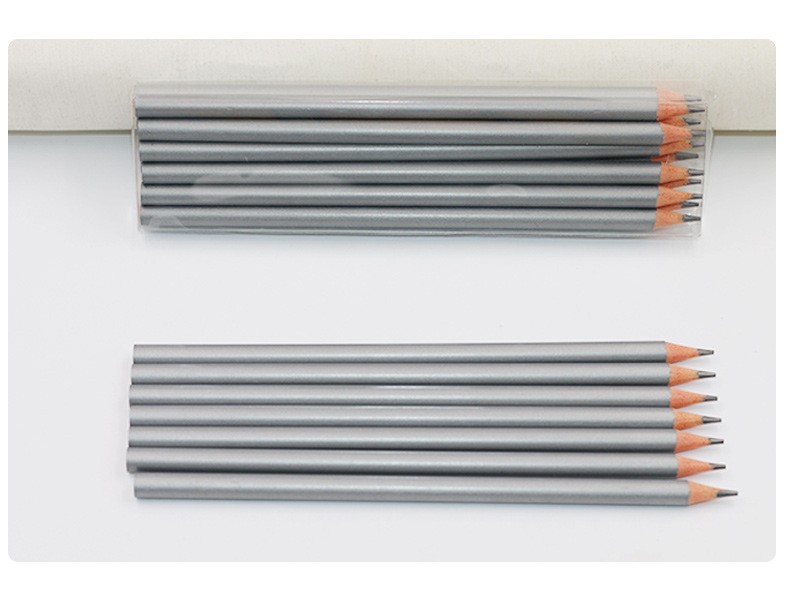 The manufacturer supplies hb silver wooden pencils with custom logos, 12-piece packs, which are safe, environmentally friendly and not easy to break detail image 4