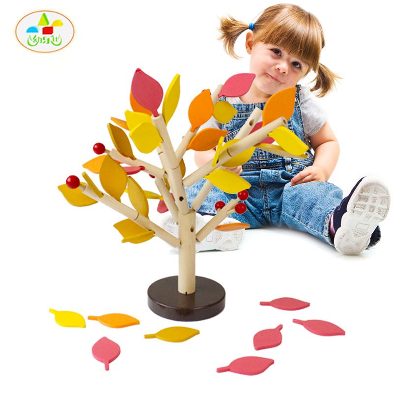 Factory direct sales of wooden foliage tree assembly tree puzzles, children's DIY handcrafted three-dimensional educational simulation tree toys Specification image