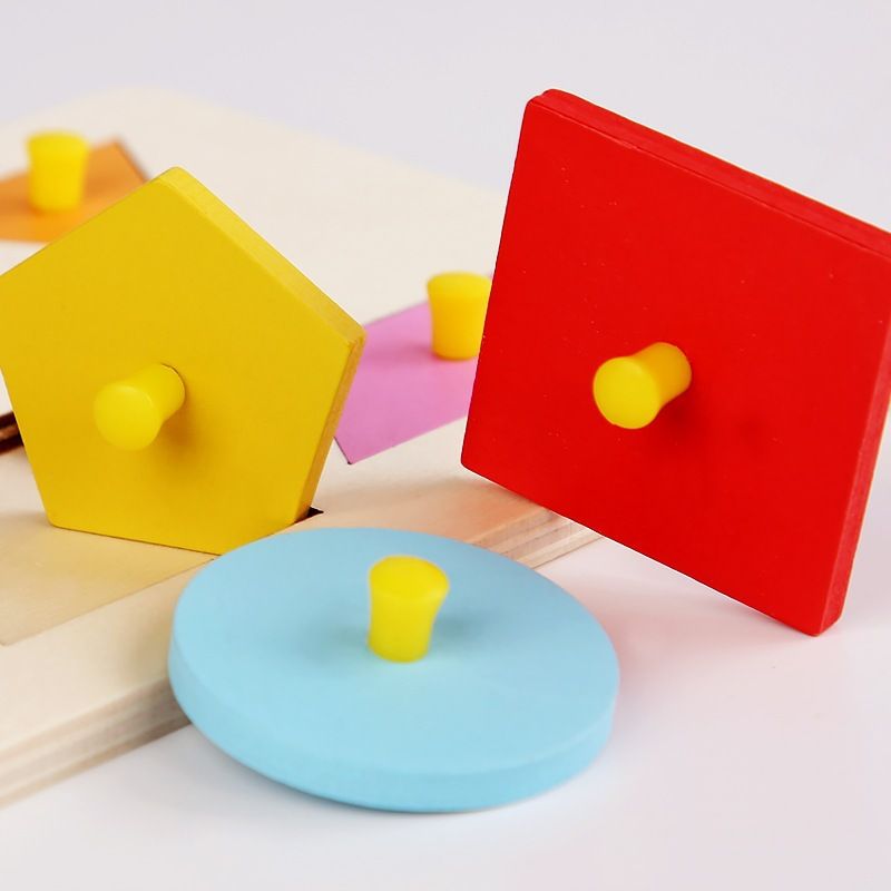 Montessori Montessori Geometric panel Wooden shape Macaron ten color geometric panel early education teaching AIDS