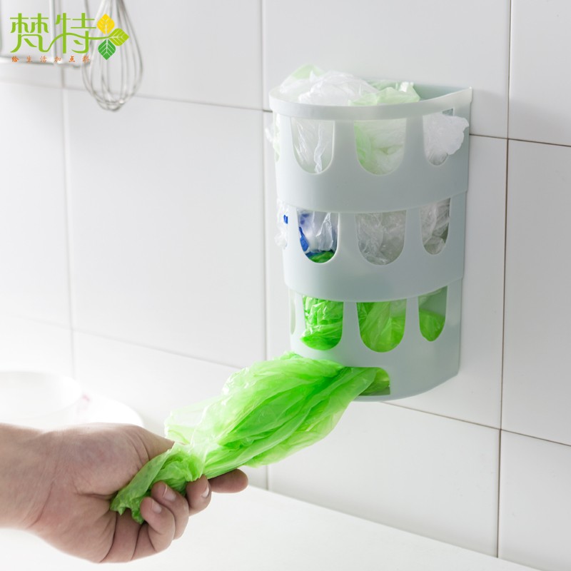 简便壁挂式垃圾袋整理收纳盒 厨房塑料袋杂物储物盒迷你详情图5
