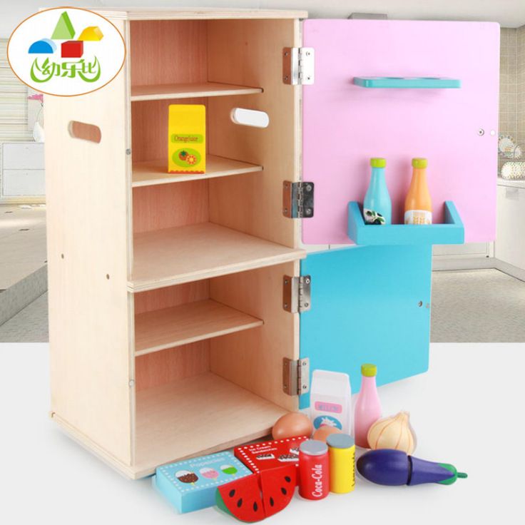 Factory direct sales of children's enlightenment wooden kitchen simulation refrigerator, kindergarten early education and intelligence role-playing toys Specification image