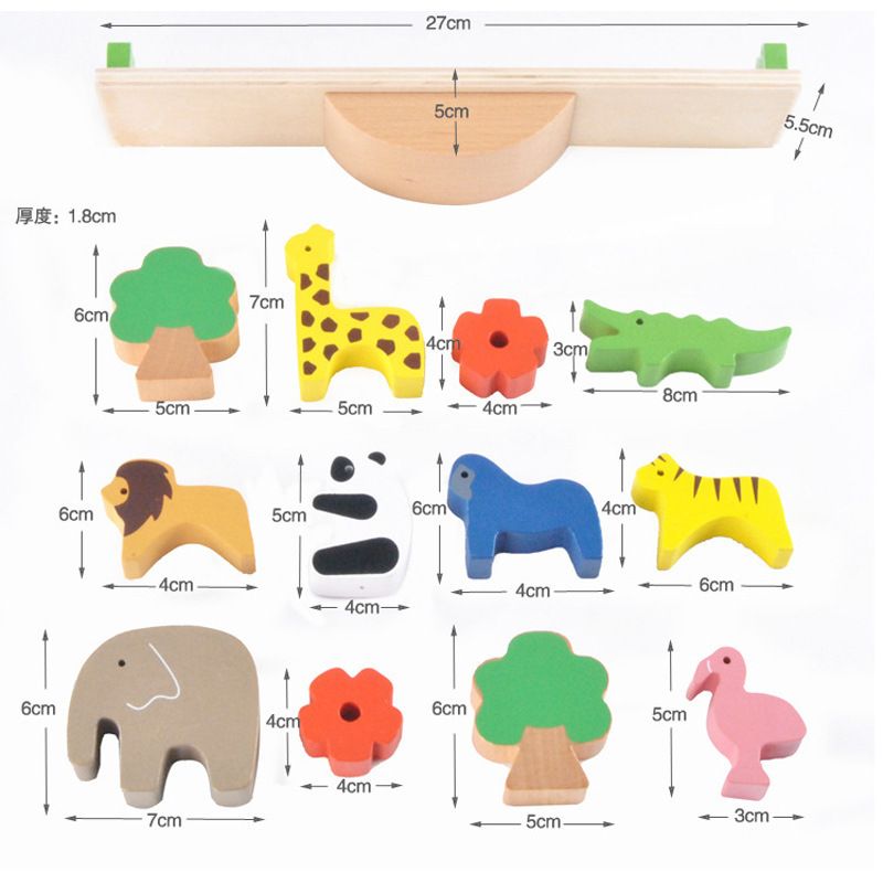 New wooden forest animals seesaw building blocks Jenga baby balance beam building educational toys wholesale