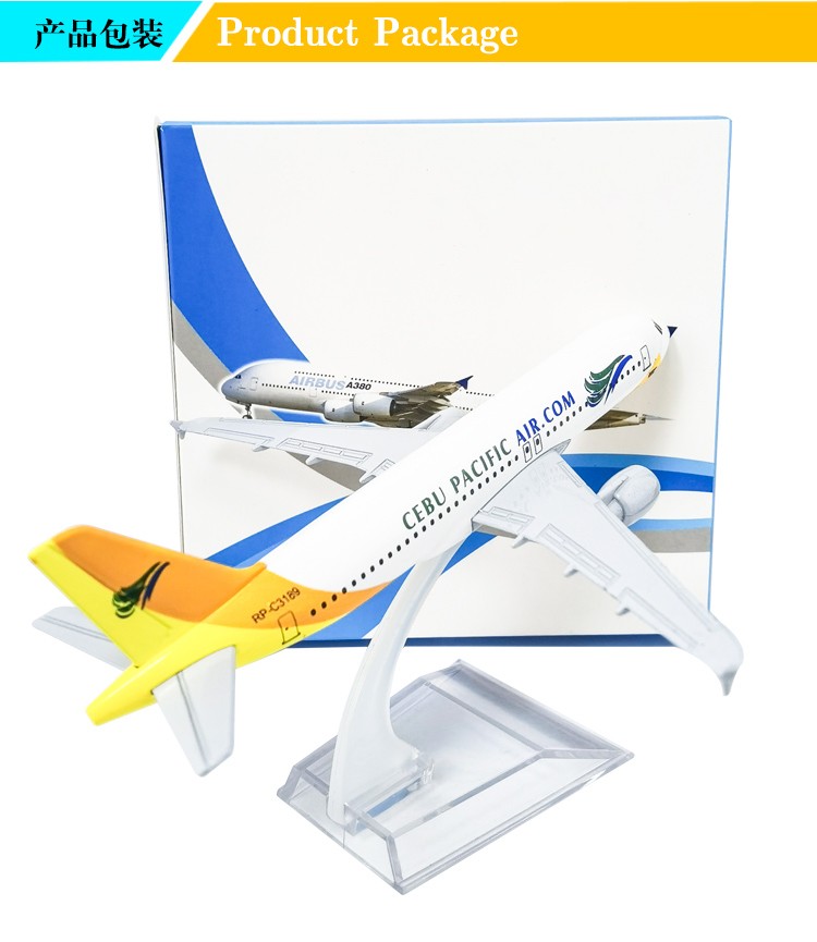 厂家直销锌合金工艺品航空飞机模型摆件居家装饰工艺品波音空客A320菲律宾宿务航空详情图10