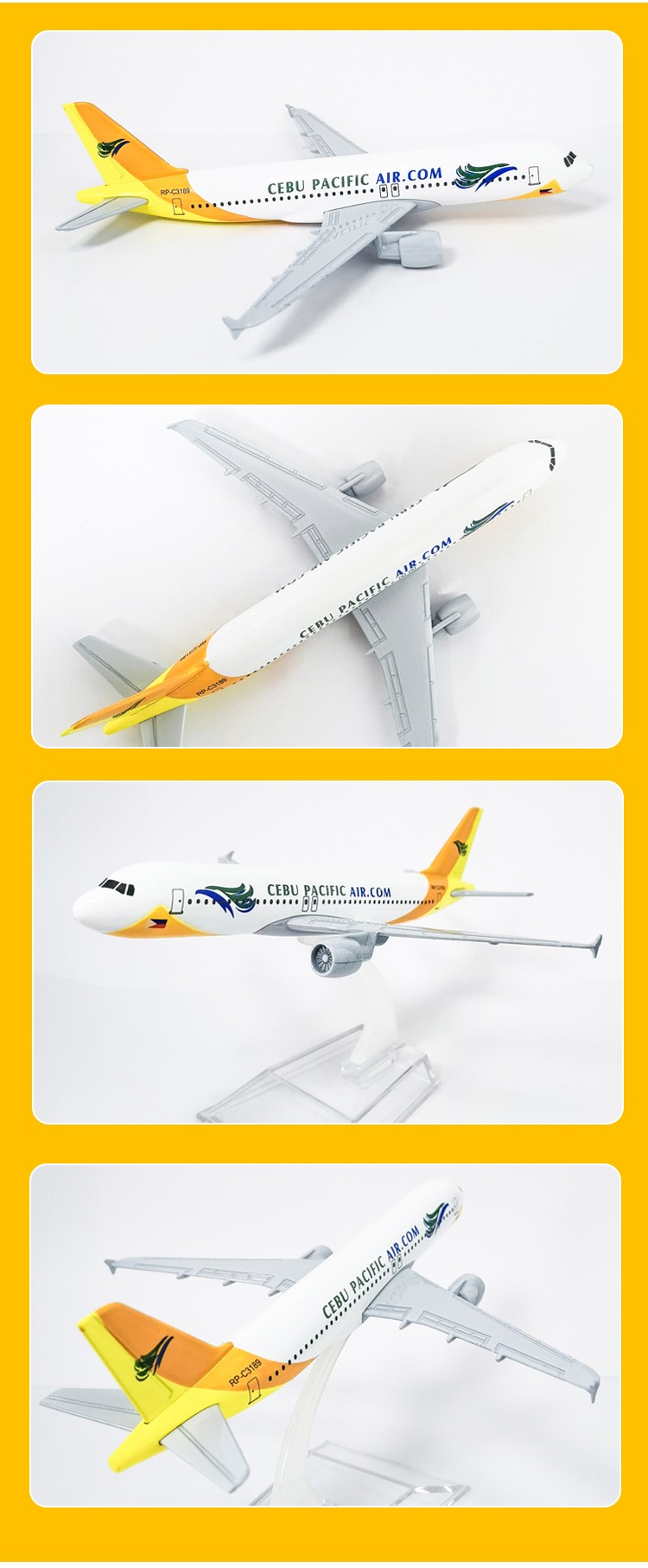厂家直销锌合金工艺品航空飞机模型摆件居家装饰工艺品波音空客A320菲律宾宿务航空详情图5