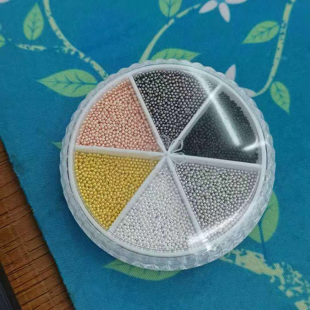 0.8 Japanese style popular nail art accessory steel ball six-color mixed accessory box, non-fading DIY decorative item, rich color nail art accessory full figure