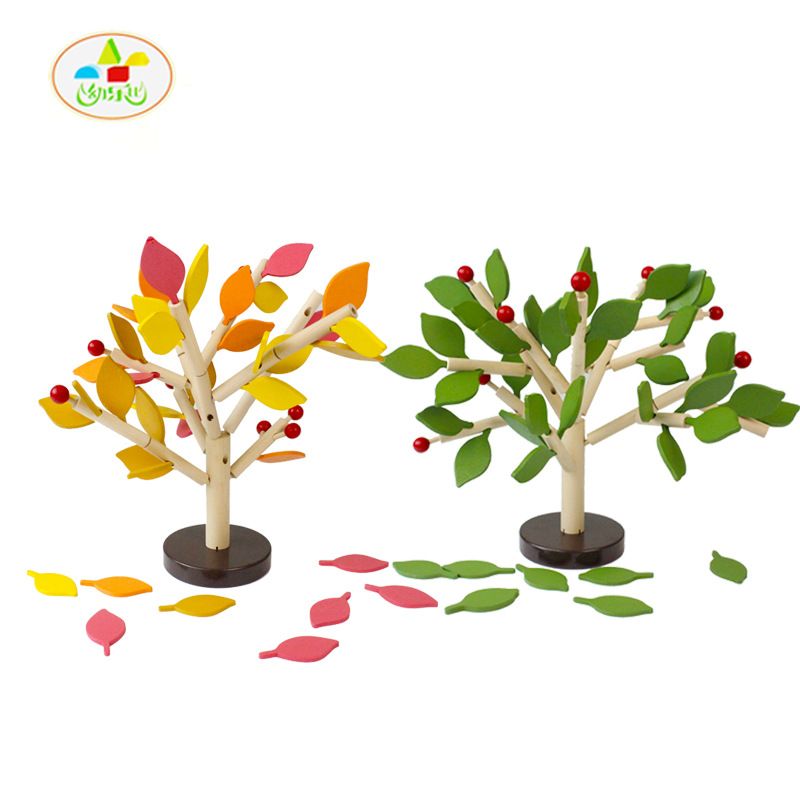 Factory direct sales of wooden foliage tree assembly tree puzzles, children's DIY handcrafted three-dimensional educational simulation tree toys details Picture