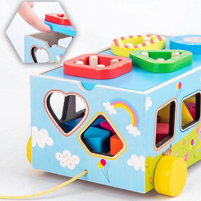 New children's puzzle early education digital cognition matching geometric shapes with hand-pulled trailer building toys full figure