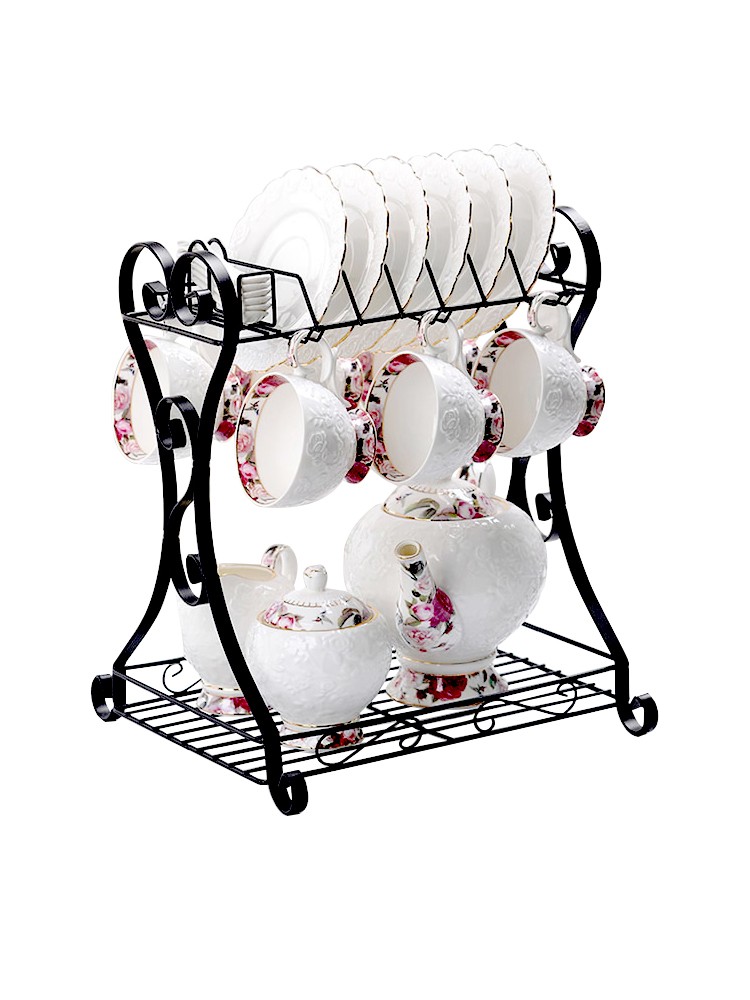 Ceramic water sets for export, ceramic gifts, European-style light luxury living room household cups, cups, cold water kettles, coffee sets, cups and plates, embossed single cups detail image 11
