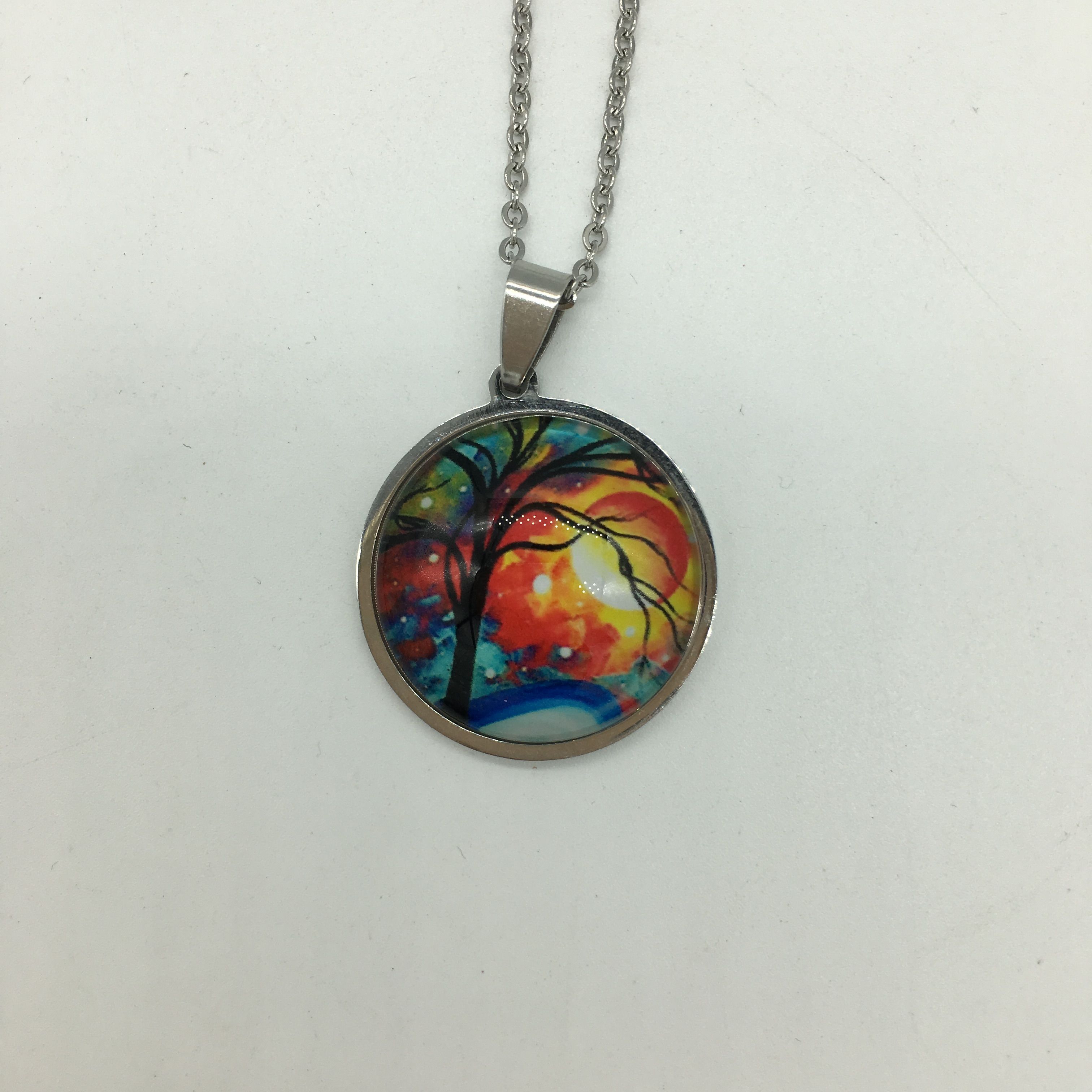 Stainless steel base glass patch necklace, a popular DIY product, factory direct sales, irresistibly charming Specification image