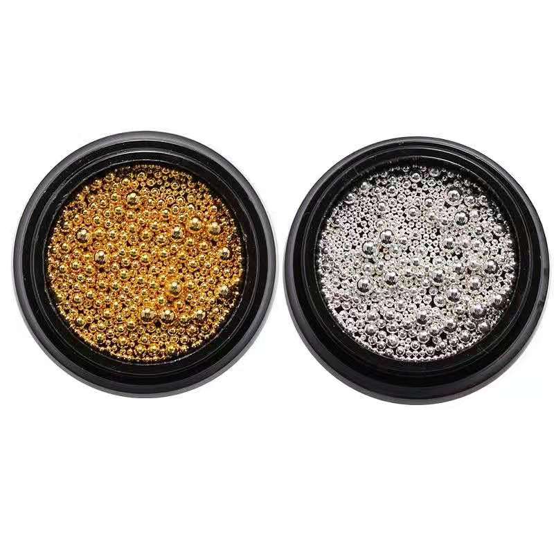 Nail art small steel ball accessories mixed with golden caviar alloy metal factory direct sales full figure