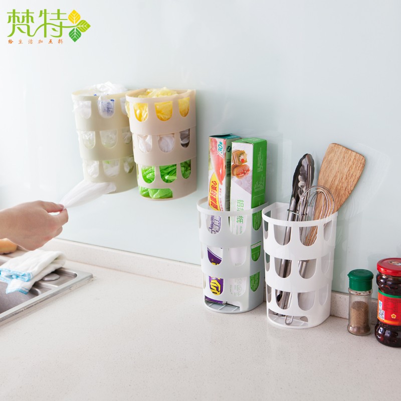 简便壁挂式垃圾袋整理收纳盒 厨房塑料袋杂物储物盒迷你详情图6