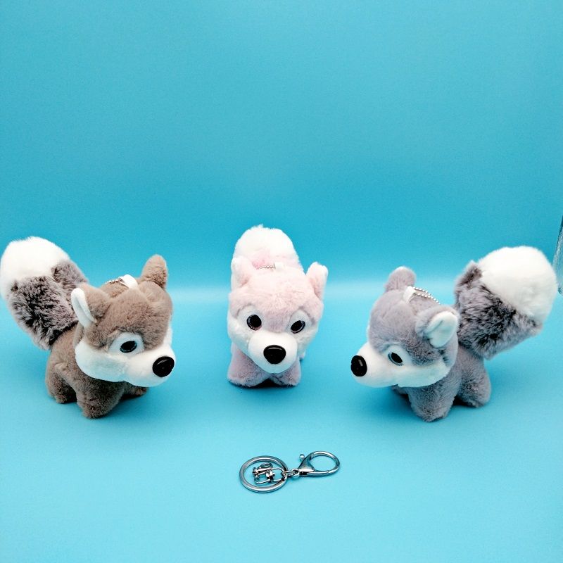 New cute plush big tail Husky doll car key chain bag backpack pendant for men and women gifts