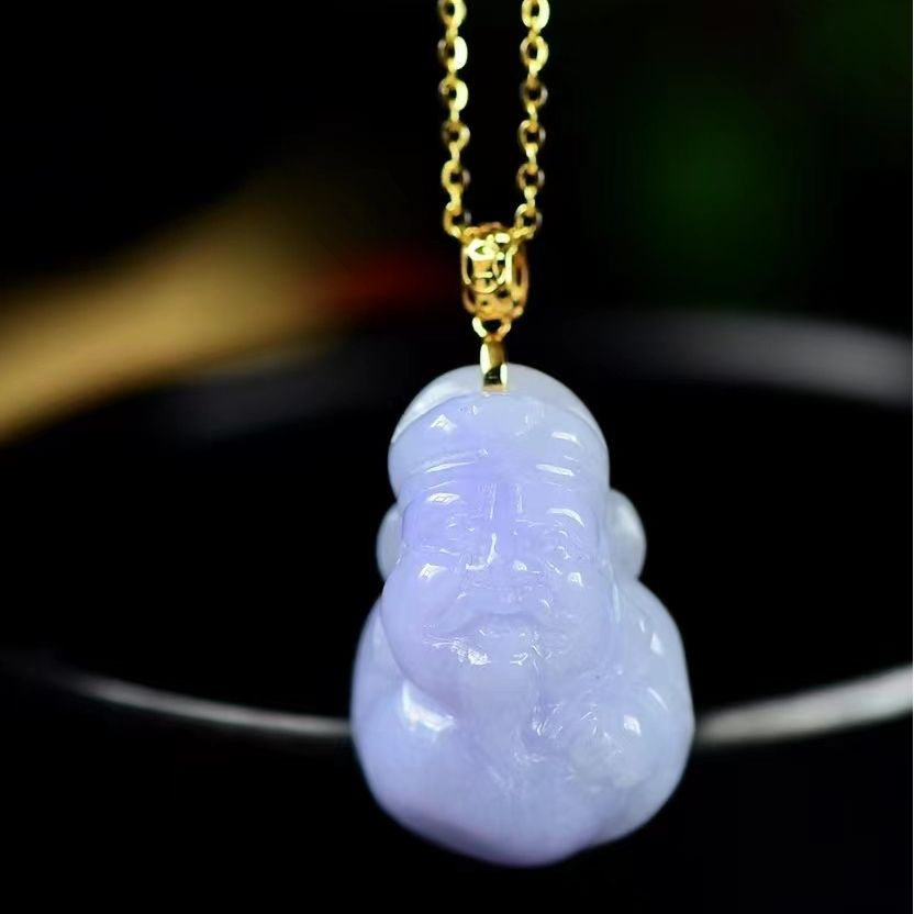 天然A货翡翠紫罗兰吊坠锁骨链 底细冰润 种水一流 尺寸23*15*11.8mm