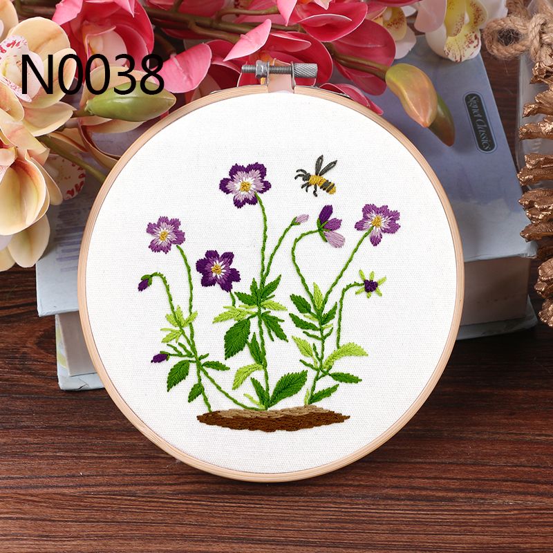 手工diy刺绣材料包植物地丁草欧式立体十字绣创意印花布艺套包