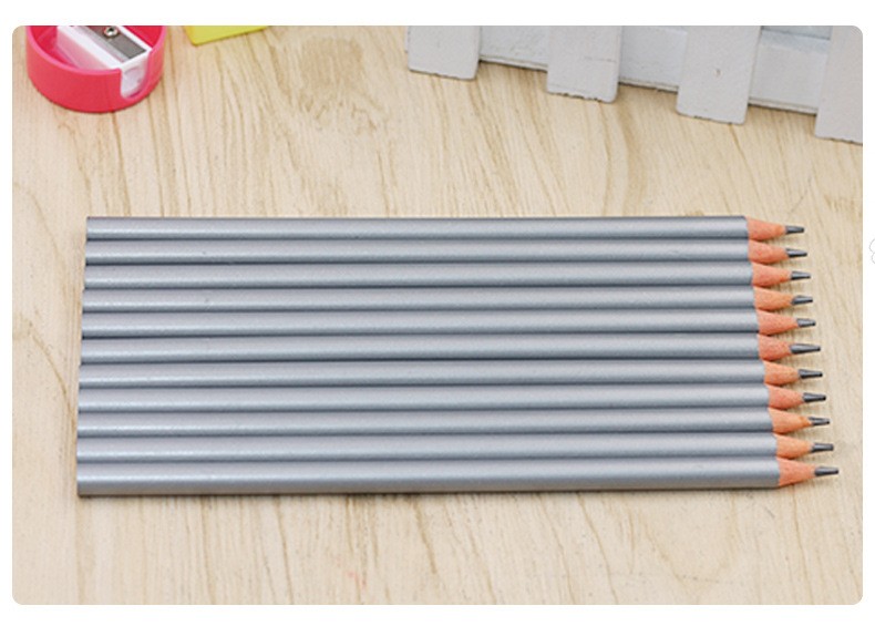 The manufacturer supplies hb silver wooden pencils with custom logos, 12-piece packs, which are safe, environmentally friendly and not easy to break detail image 5