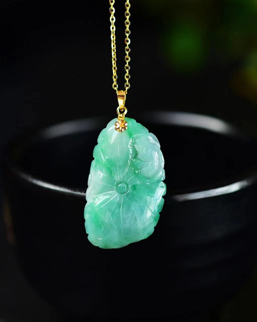 天然A货紫翡翠荷叶鱼锁骨链 清秀柔美 冰润透体 有种有色 尺寸28*17.5*468mm详情图1