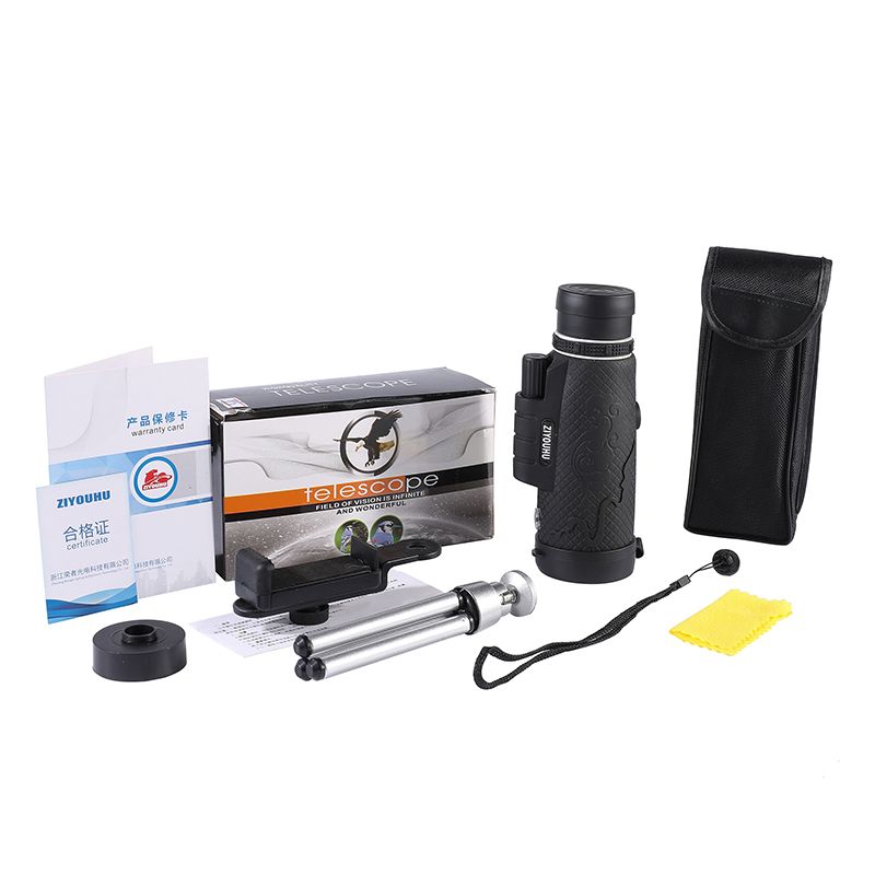 ZIYOUHU high-power monocular 60x60 high-definition green film telescope, low-light night vision with compass for outdoor use Item Picture
