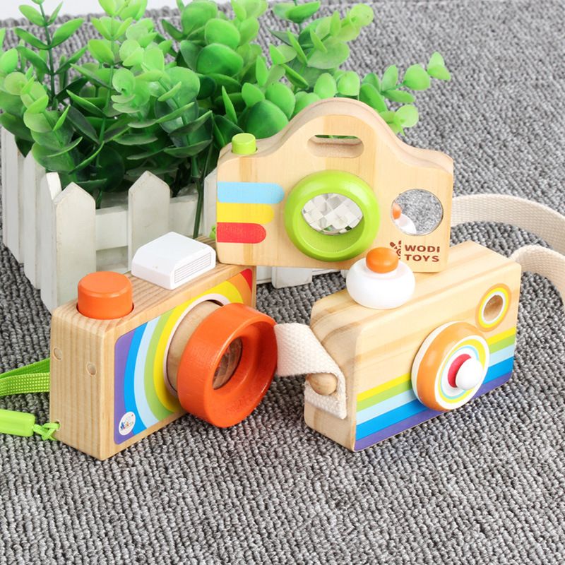 Wooden bee-eye polyprism kaleidoscope children's educational toys play house creative simulation SLR camera