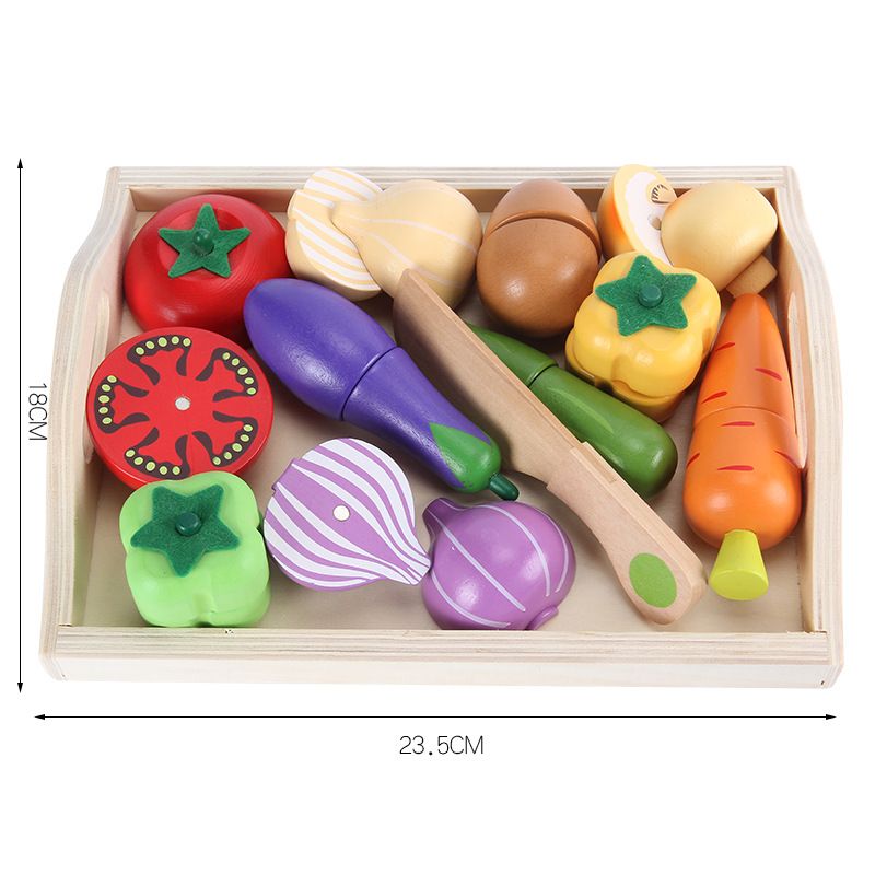 Wooden children's puzzle early teach every family toy simulation fruit cutting see the game vegetable cutting music wholesale Specification drawing