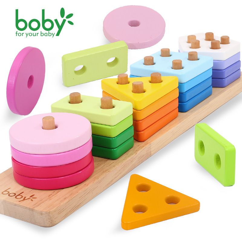 Spot boby rectangular geometry matching large set of column baby children Montessori early education educational toys wholesale Specification drawing