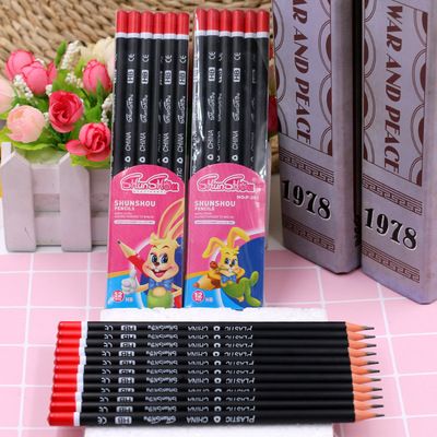 HB triangular rod black dip pencils 12-piece set, safe, lead-free and non-toxic for primary school students, available for customization from a manufacturer Item Picture