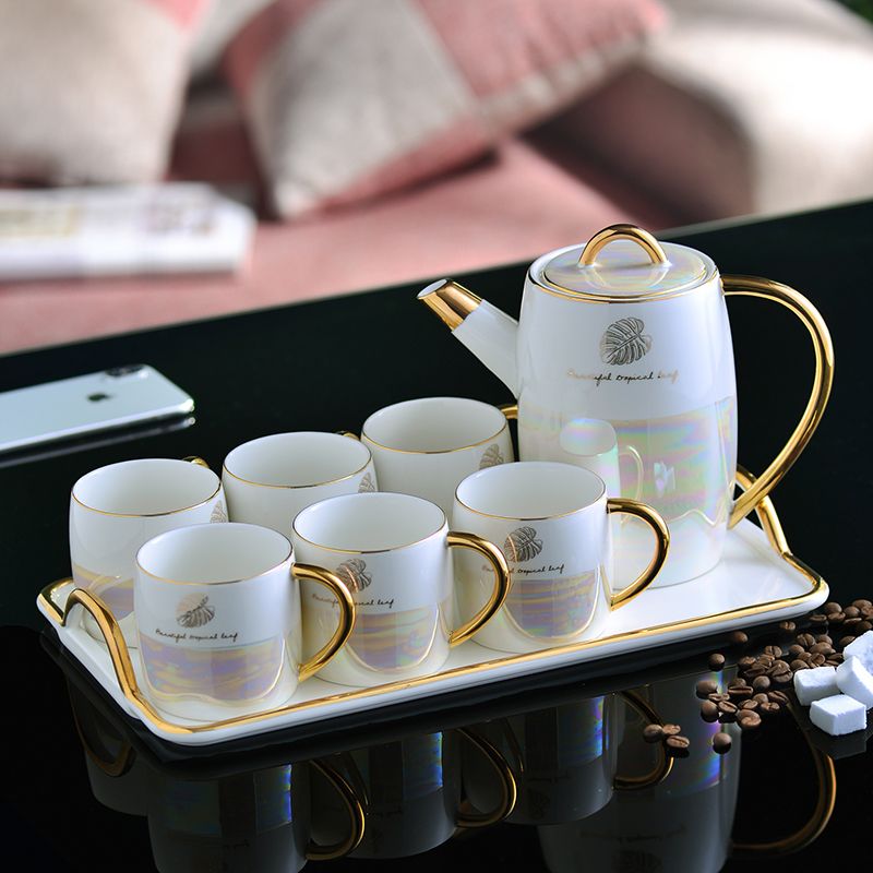 Ceramic water sets, light luxury Nordic-style tea and coffee sets, gift cups, cold water kettles, single cups, home living room tea sets, cups and plates