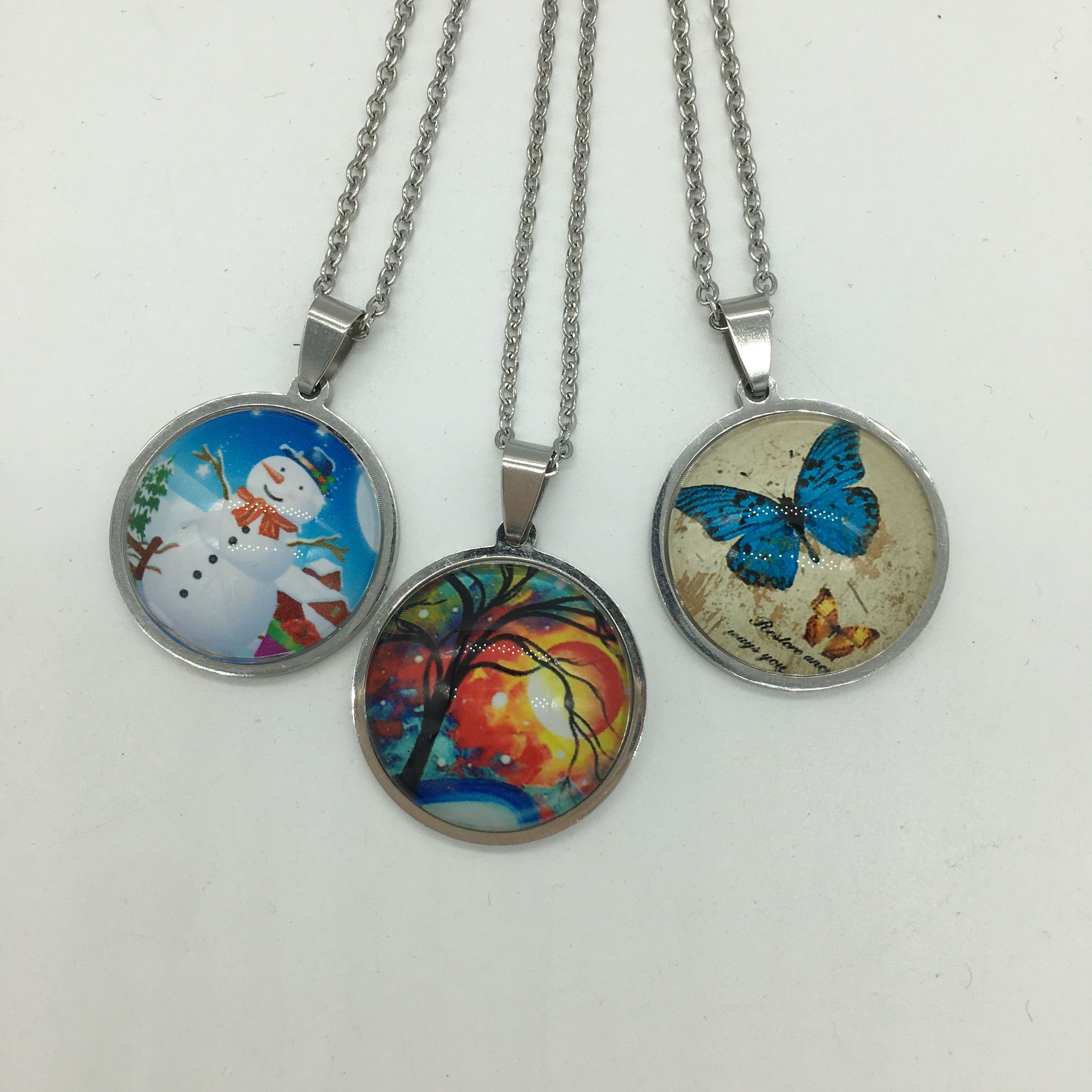 Stainless steel base glass patch necklace, a popular DIY product, factory direct sales, irresistibly charming details Picture