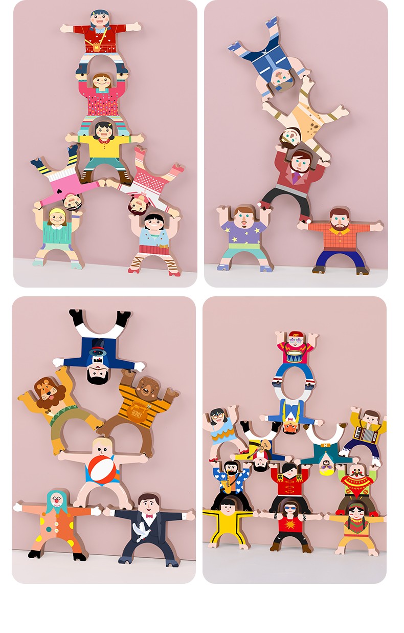 The 16-piece wooden balanced boy Jenga toy is rich in color, highly interesting, challenges the limit of balance, has various shapes, and allows you to exert your imagination and creativity. It offers diverse ways to play and is a parent-child game pic 7