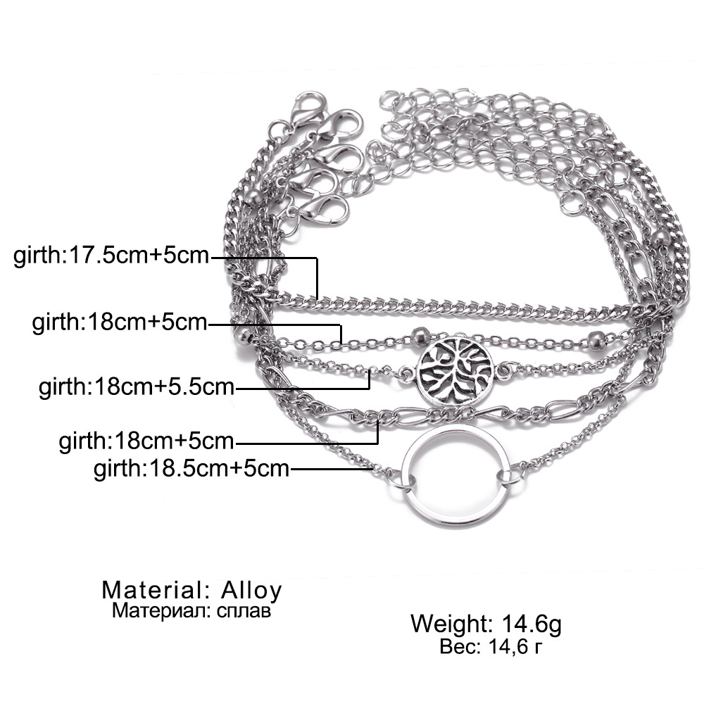 European and American cross-border chain ankle bracelet bracelet set, ins cold style retro ankle bracelet ankle accessory bracelet bracelet accessory set for women 00180 Application Scenario