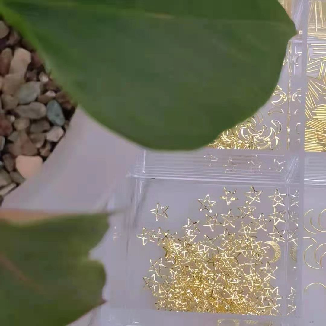 6.5 Hollowed-out five-pointed star nail art Accessory Mini Aurora Metal Patch Fashion bestseller details Picture