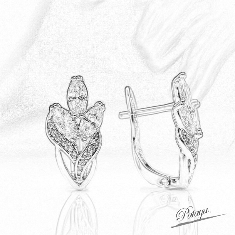 PATAYA cross-border direct supply Amazon best-selling white horse eye earrings, rose gold bride metal earrings, wedding unique and exquisite earrings detail image 5