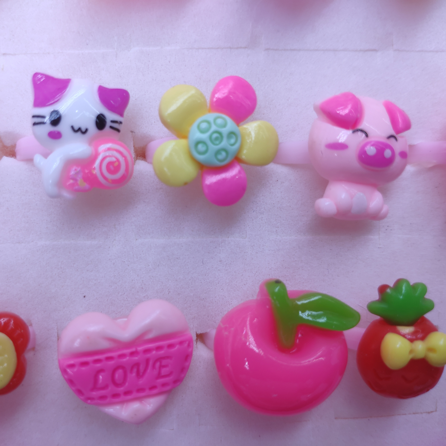 实色卡通戒指opp袋500个散装