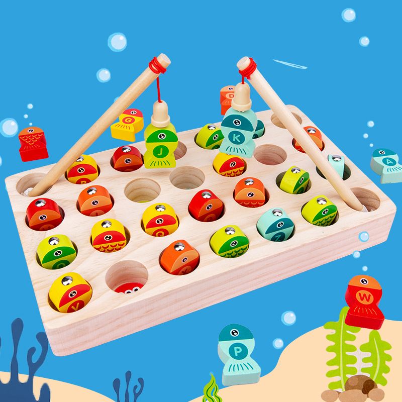 Children's fishing toys, wooden early education letter puzzle toys, hand-eye coordination exercise baby fishing toys wholesale Application Scenario