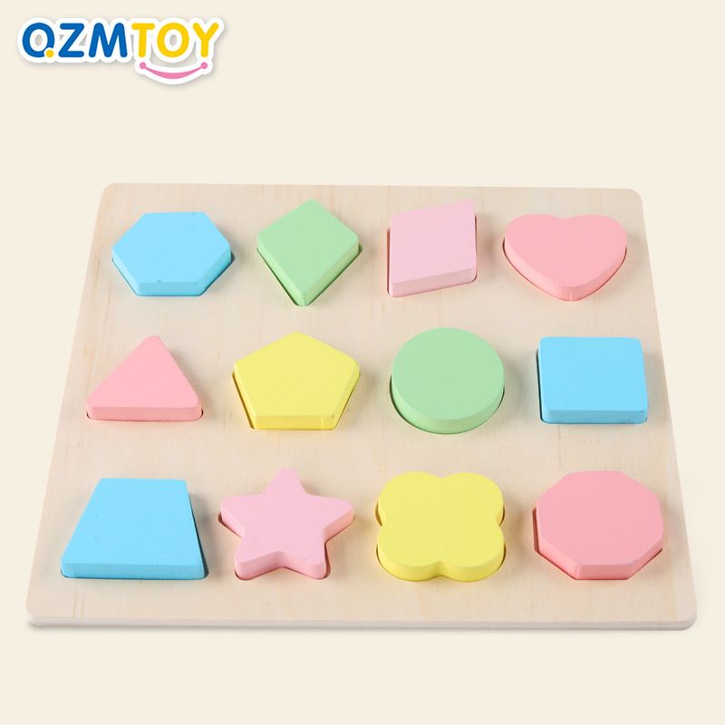 Qiao Wood shape cognitive board early childhood education Geometric shape board 1-2-3 year old children educational early education toy