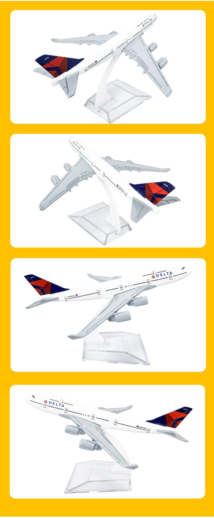 航空飞机模型摆件厂家直销锌合金工艺品美国达美航空波音747空客飞机模型详情5