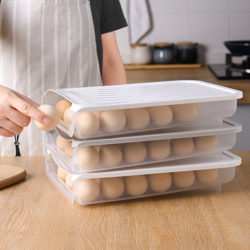 鸡蛋收纳盒单层带盖18格冰箱保鲜盒塑料蛋托加厚防摔鸭蛋盒子详情图3