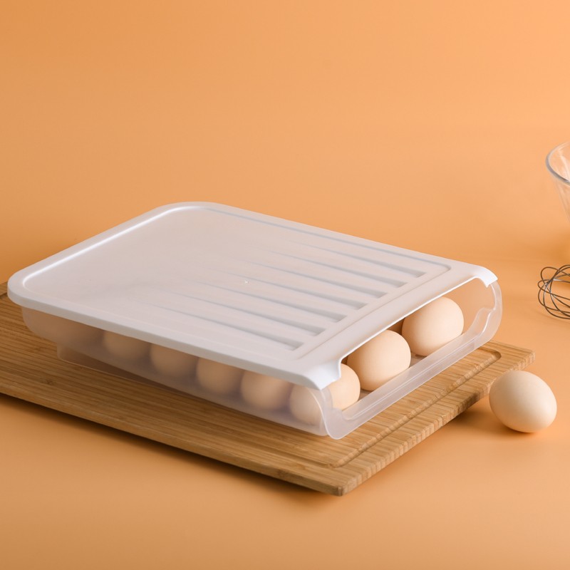 鸡蛋收纳盒单层带盖18格冰箱保鲜盒塑料蛋托加厚防摔鸭蛋盒子详情图2
