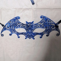 万圣节化妆舞会蕾丝面纱 性感眼罩 蓝色定型面具女成人假面具 蝙蝠2