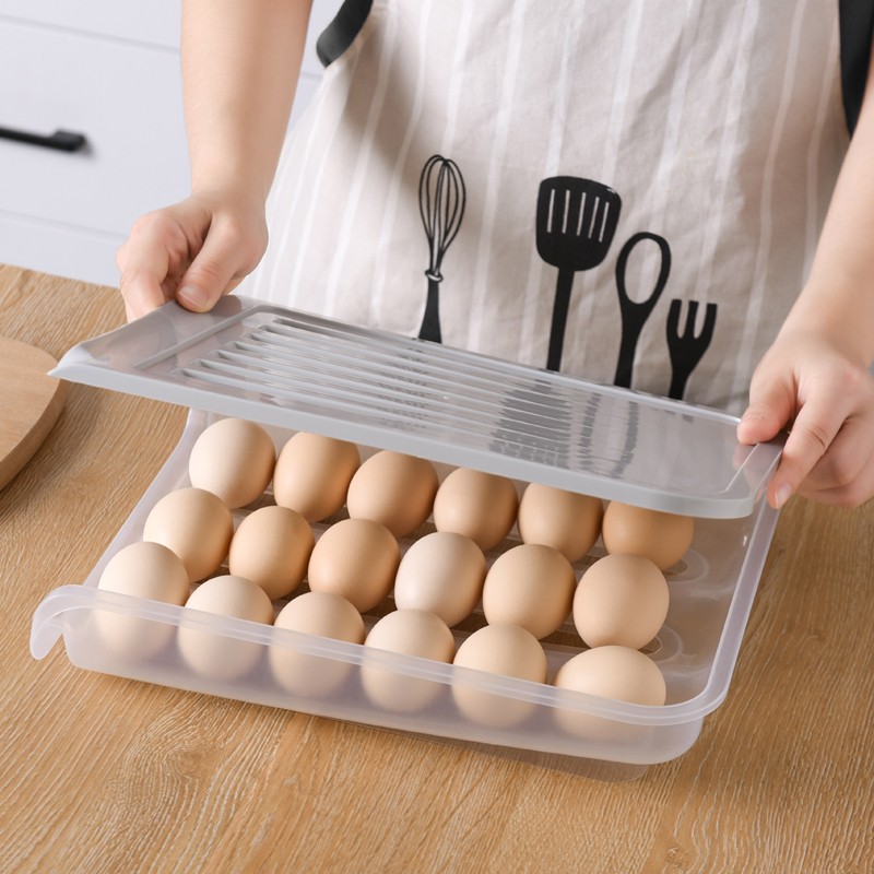 鸡蛋收纳盒单层带盖18格冰箱保鲜盒塑料蛋托加厚防摔鸭蛋盒子详情图3