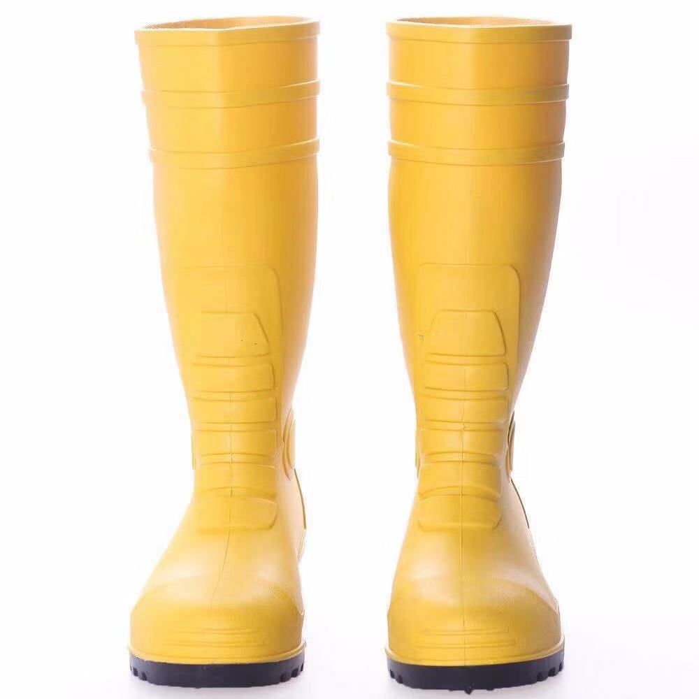 防水防滑防油脂耐化学性双钢(钢头钢底)加固款黄面黑底雨鞋细节图