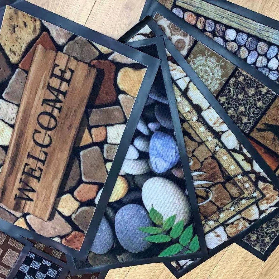 PVC底高清印花条纹地垫门垫 防滑地垫 印花脚垫 吸水防滑垫