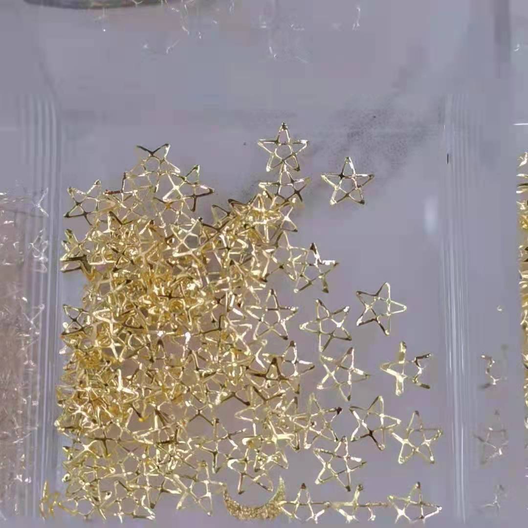 6.5 Hollowed-out five-pointed star nail art Accessory Mini Aurora Metal Patch Fashion bestseller full figure