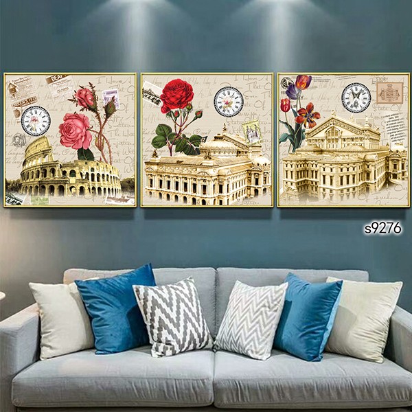Landscape Seaside Sailboat Painting Core Modern Simple Triplet Frameless Picture Ice Crystal Painting Core Venice Town Landscape Building undefined
