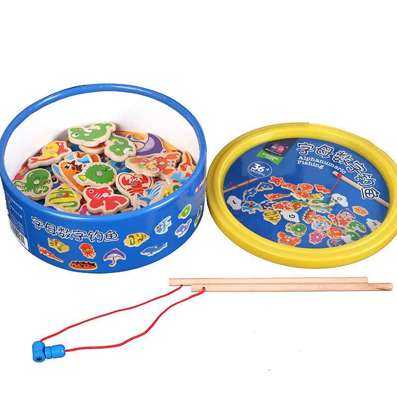 Bucket scene, double-bar ocean fishing, letter fish, children's educational toys, boys' and girls' early education, one-piece consignment