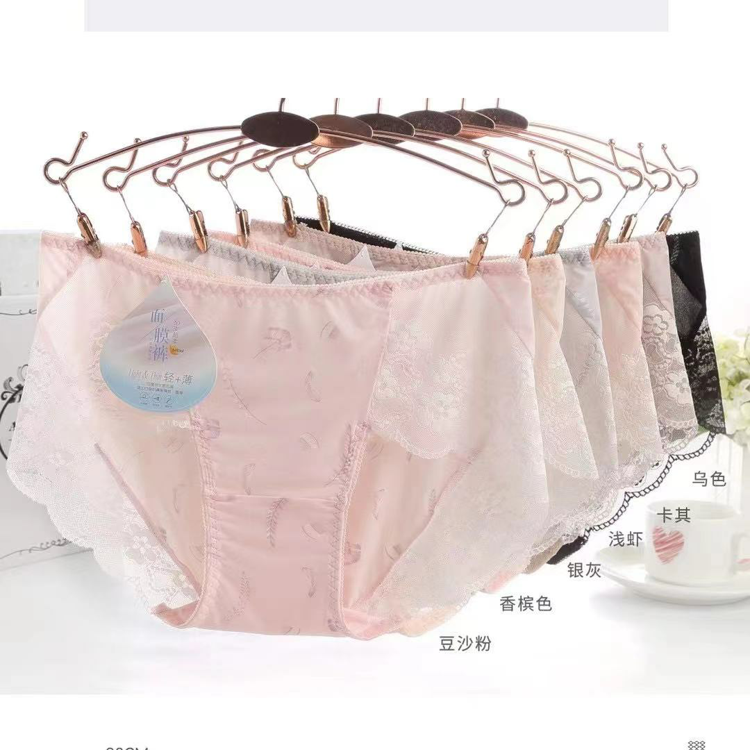 义乌好货选丽诗3088面膜裤 时尚性感印花 手感丝滑 清凉透气 蕾丝裤脚 时尚性感女士三角内裤