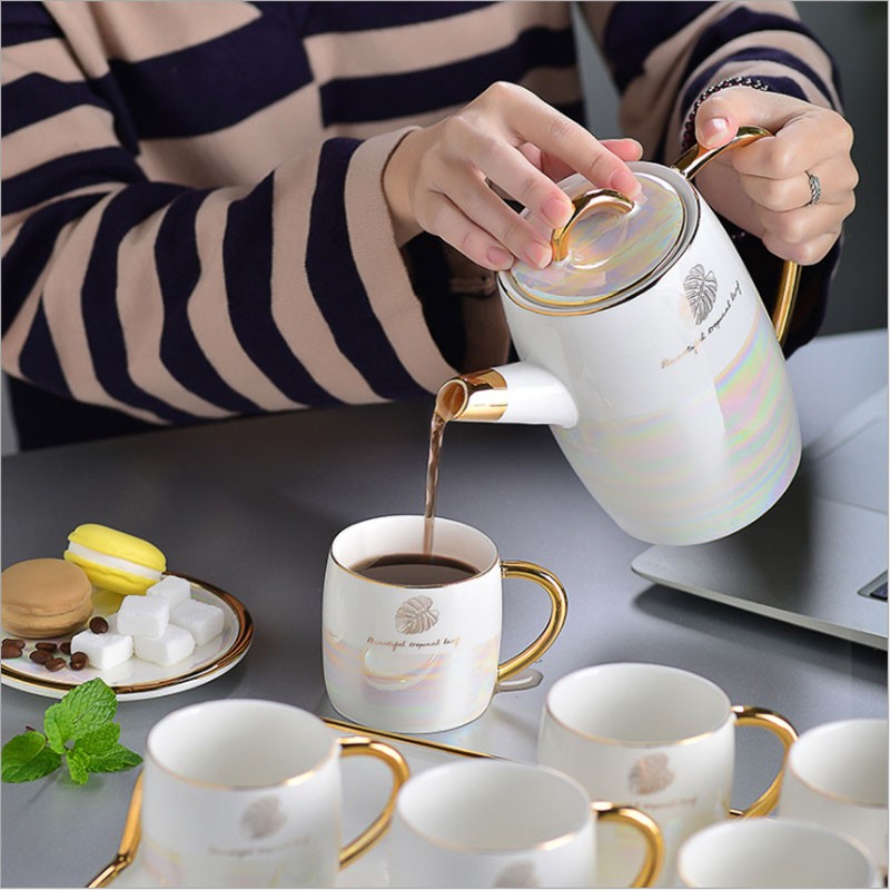 Ceramic water sets, light luxury Nordic-style coffee sets, home living room tea sets, cups, single cups, cold water kettles, ceramic cups, ceramic teapots, trays detail image 2