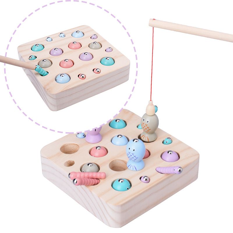 Children's Montessori early education Intelligence Magnetic Insect Catching and Fishing Game 2-3-4 years old girls and boys Montessori teaching AIDS details Picture