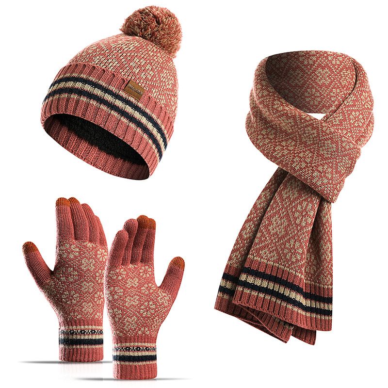 Three new winter sets of European and American knitted scarves, warm woolen hats, scarves and gloves from Jane Eyre Silk on Amazon details Picture