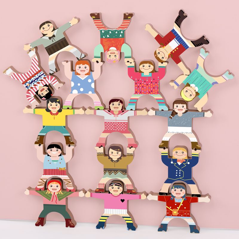 The 12-piece wooden balance jenga toys for the dance and song festival are rich in color, highly interesting, exquisitely crafted, challenge the limit of balance, and have various shapes to stimulate imagination and creativity. They are a parent-child game Specification image